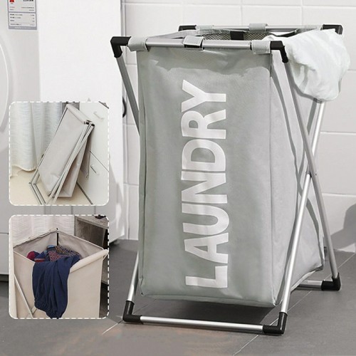 UNBRANDED Καλάθι απλύτων CLN-004 με 1 σάκο, υφασμάτινο, 60x38x35mm, γκρι