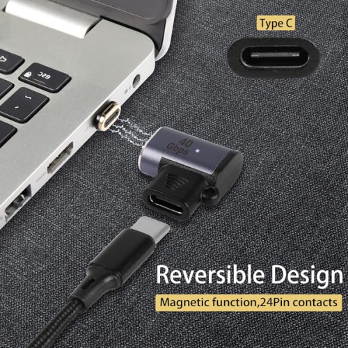Powertech POWERTECH αντάπτορας USB-C PTH-107, μαγνητικός, 100W, 40Gbps, γκρι