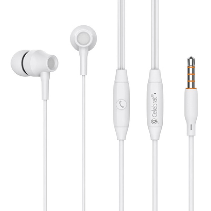 CELEBRAT CELEBRAT earphones με μικρόφωνο G25, 3.5mm σύνδεση, Φ10mm, 1.2m, λευκά
