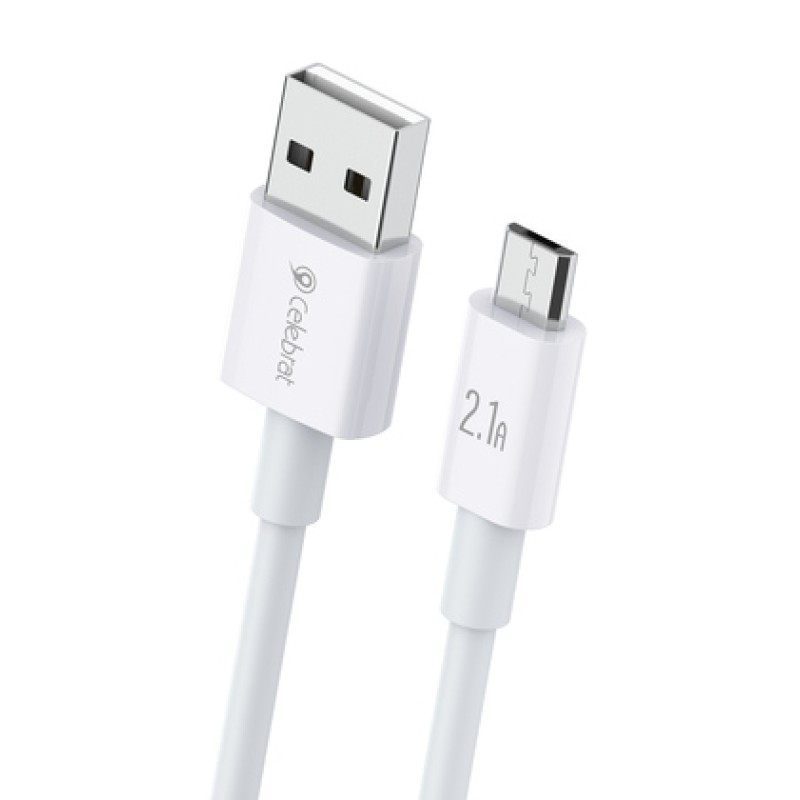 CELEBRAT CELEBRAT καλώδιο Micro USB σε USB CB-24M, 2.1A, 1.2m, λευκό