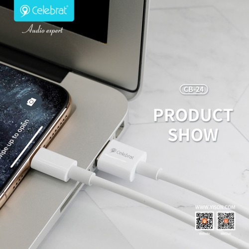 CELEBRAT CELEBRAT καλώδιο USB-C σε USB CB-24C, 3A, 1.2m, λευκό