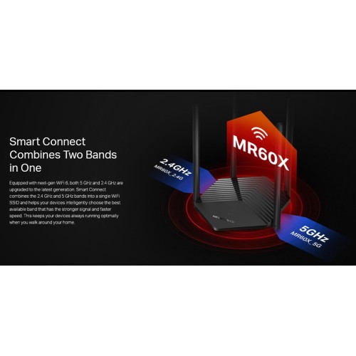 MERCUSYS MERCUSYS router MR60X, Wi-Fi 6, 1500Mbps AX1500, Dual Band, Ver. 2.0