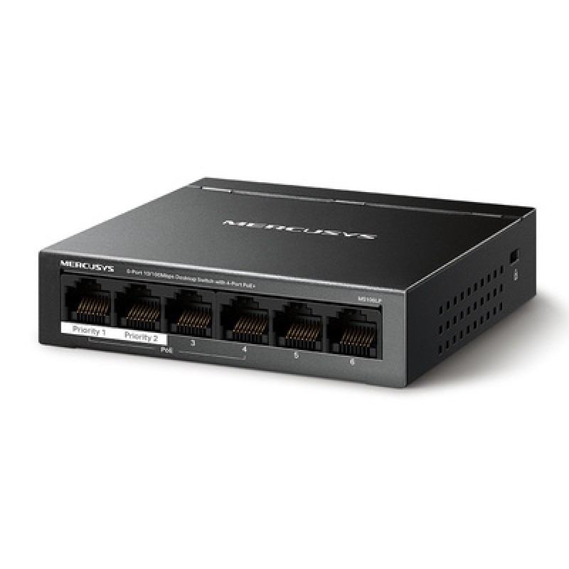MERCUSYS MERCUSYS Desktop Switch MS106LP, 6x 10/100 Mbps, PoE+, Ver. 1.0