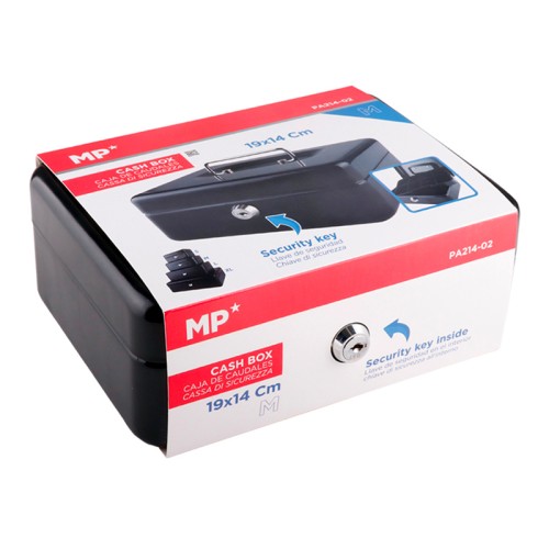 MP MP κουτί ταμείου με κλειδί PA214-02 με θήκη & λαβή, μεταλλικό, 19x14cm