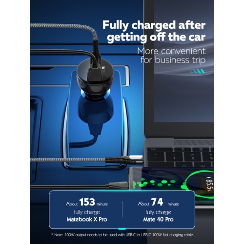 LDNIO LDNIO φορτιστής αυτοκινήτου C101 με καλώδιο, USB/USB-C, 100W PD, μαύρος