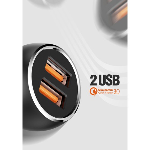 LDNIO LDNIO φορτιστής αυτοκινήτου C503Q με καλώδιο, 2x USB, 36W, QC, γκρι