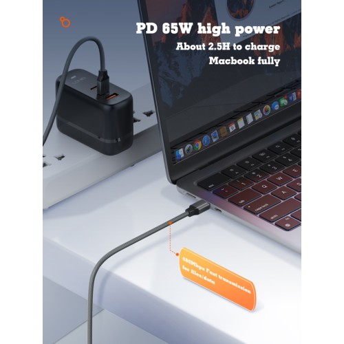 LDNIO LDNIO καλώδιο USB-C σε USB-C LC441C, 65W PD, 1m, γκρι