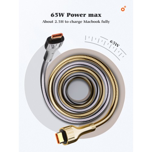 LDNIO LDNIO καλώδιο USB-C σε USB-C LC651C, 65W, 1m, χρυσό