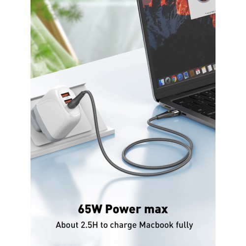 LDNIO LDNIO καλώδιο USB-C σε USB-C LC861C, 65W PD, 1m, γκρι