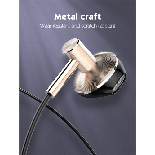 LDNIO LDNIO earphones με μικρόφωνο HP09, 3.5mm σύνδεση, Φ13mm, 1.2m, ροζ χρυσό