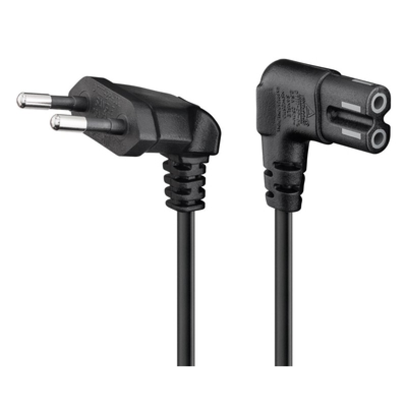 GOOBAY GOOBAY καλώδιο τροφοδοσίας Euro 97350, γωνιακό, 2x0.75 mm², 2m, μαύρο