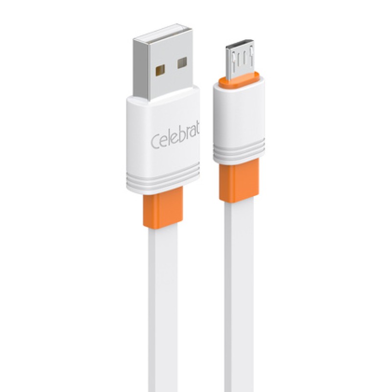 CELEBRAT CELEBRAT καλώδιο micro USB σε USB CB-33M, flat, 2.1A, 1m, λευκό