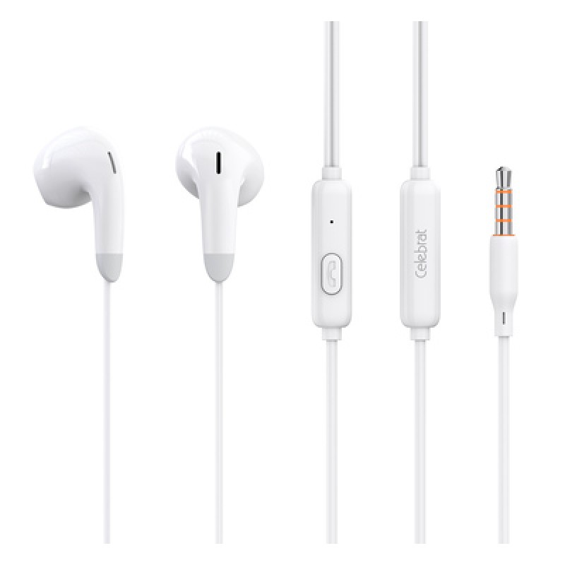 CELEBRAT CELEBRAT earphones με μικρόφωνο G27, 3.5mm σύνδεση, Φ14mm, 1.2m, λευκά
