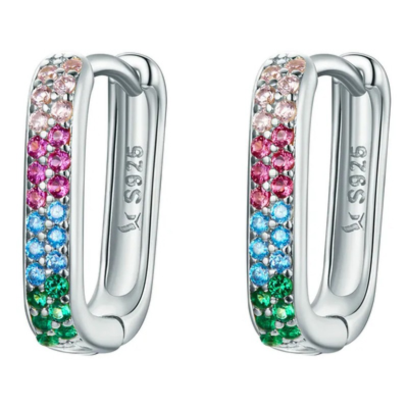 BAMOER BAMOER σκουλαρίκια κρίκοι SCE1218, κυβική ζιρκόνια, ασήμι 925, ασημί