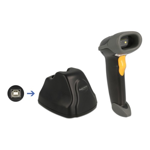 DELOCK DELOCK barcode scanner 90550, 1D & 2D, ασύρματο, με βάση φόρτισης, μαύρο