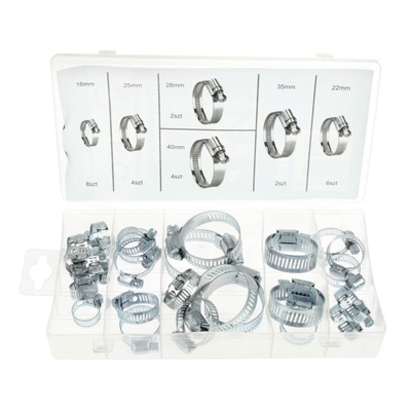 GEKO GEKO σετ μεταλλικοί σφιγκτήρες λάστιχων G02812, διάφορα μεγέθη, 26τμχ