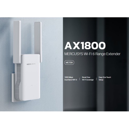 MERCUSYS MERCUSYS range extender ME70X, Wi-Fi 6, 1800Mbps AX1800, Ver. 1.0