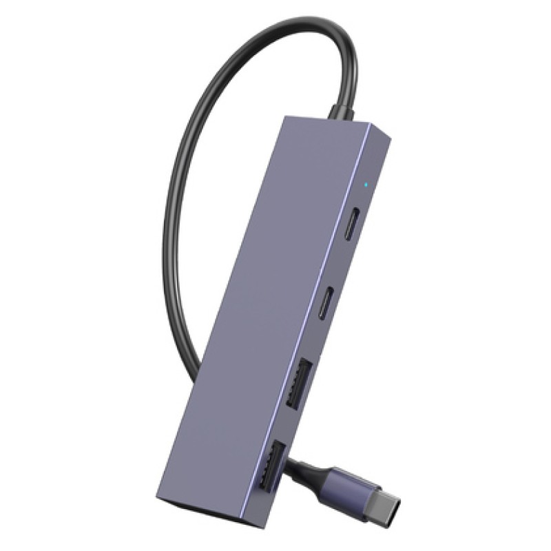 Powertech POWERTECH USB hub PTH-110, 4x θυρών, 10Gbps, USB-C σύνδεση, γκρι