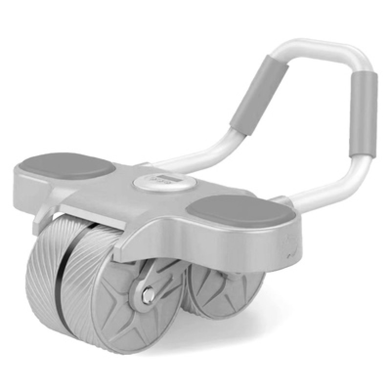 UNBRANDED Ρόδα κοιλιακών GYM-0026 με ματ & χρονόμετρο, αντιολισθητικές λαβές, γκρι