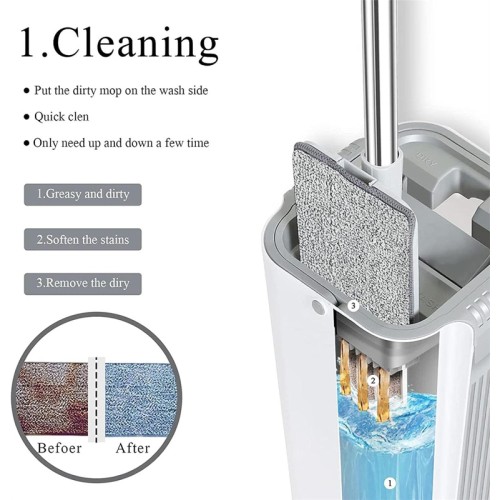 UNBRANDED Σετ κουβάς & παρκετέζα με μικροΐνες CLN-0055, 21x21x38cm, λευκό