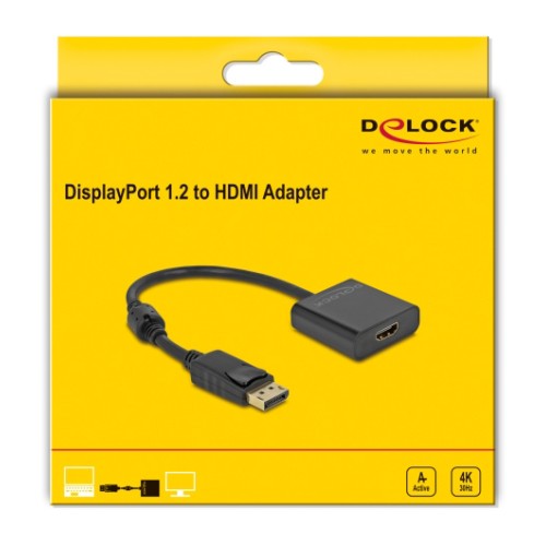 DELOCK DELOCK αντάπτορας DisplayPort σε HDMI 63585, 4K/30Hz, active, μαύρος