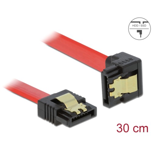 DELOCK DELOCK καλώδιο SATA 83978, γωνιακό, 6Gb/s, 30cm, κόκκινο