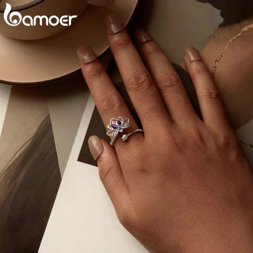 BAMOER BAMOER δαχτυλίδι SCR984-E με συνθετική τουρμαλίνη, ασήμι 925, ασημί
