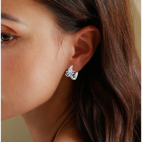 BAMOER BAMOER σκουλαρίκια κρίκος SCE1648 με κυβική ζιρκόνια, ασήμι 925, ασημί