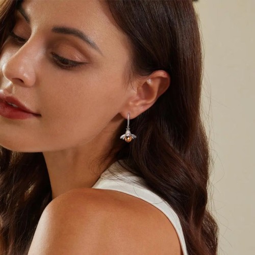 BAMOER BAMOER σκουλαρίκια κρεμαστά YIE230-A, κυβική ζιρκόνια, ασήμι 925, ασημί