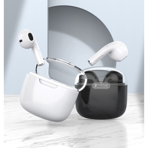 CELEBRAT CELEBRAT earphones με θήκη φόρτισης W52, True Wireless, Φ13mm, λευκά