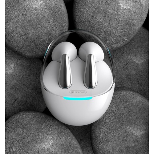 CELEBRAT CELEBRAT earphones με θήκη φόρτισης W51, True Wireless, Φ13mm, λευκά