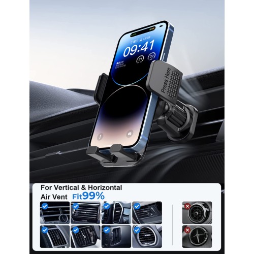 Powertech POWERTECH βάση smartphone αυτοκινήτου PT-1239 για αεραγωγούς, μαύρη