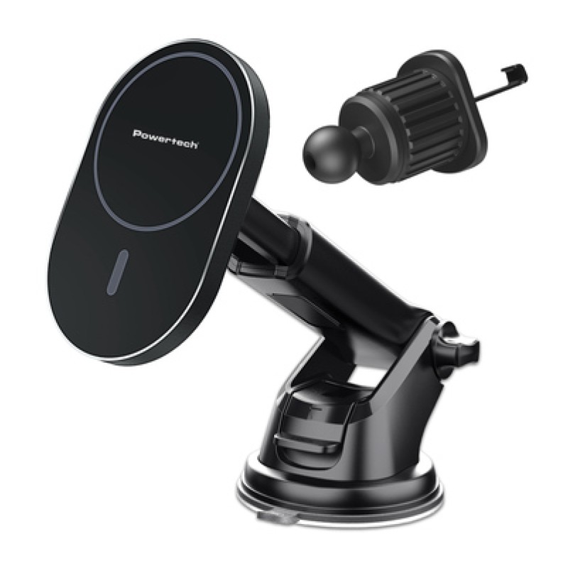 Powertech POWERTECH ασύρματος φορτιστής & βάση αυτοκινήτου PT-1241, 15W, μαύρος