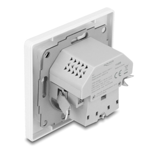 DELOCK DELOCK πρίζα τοίχου 11499 με θύρες φόρτισης USB & USB-C, 18W PD, λευκή