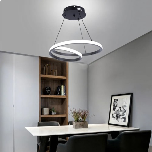 Powertech POWERTECH LED φωτιστικό οροφής HLL-0154, 25W, 4000K, Φ40cm, 1m, μαύρο