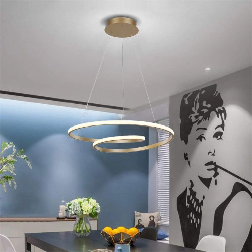 Powertech POWERTECH LED φωτιστικό οροφής HLL-0155, 25W, 4000K, Φ40cm, 1m, χρυσό