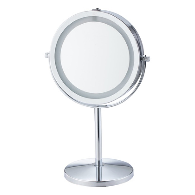 HOME USE HOME USE επιτραπέζιος καθρέφτης HUH-0185 με LED φως, 1x/5x zoom, ασημί