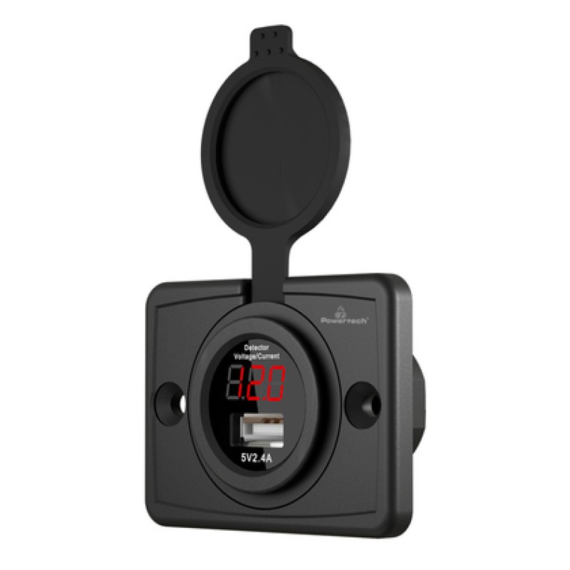 Powertech POWERTECH πρίζα USB για σκάφη & οχήματα PTL-006 με οθόνη, 12W, IP65