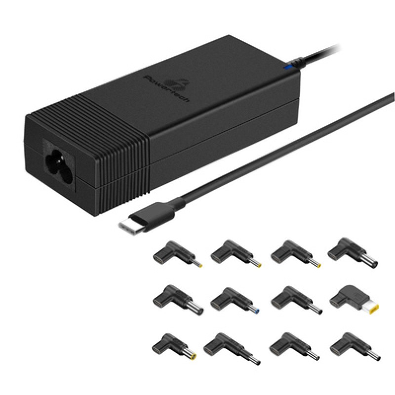 Powertech POWERTECH φορτιστής laptop PT-1256 με 12 βύσματα, USB-C PD, 90W, μαύρος