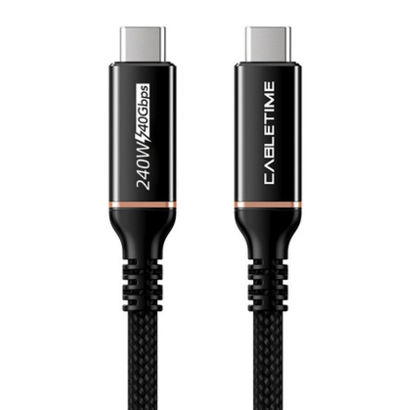 CABLETIME CABLETIME καλώδιο USB-C σε USB-C CT-USB4, 240W, 40Gbps, 8K/60Hz, USB4, 1m, μαύρο