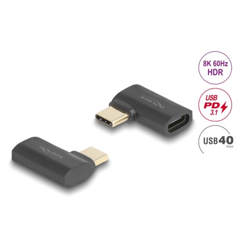 DELOCK DELOCK αντάπτορας USB-C 60245, αρσενικό σε θηλυκό, 240W, 40Gbps, μαύρος