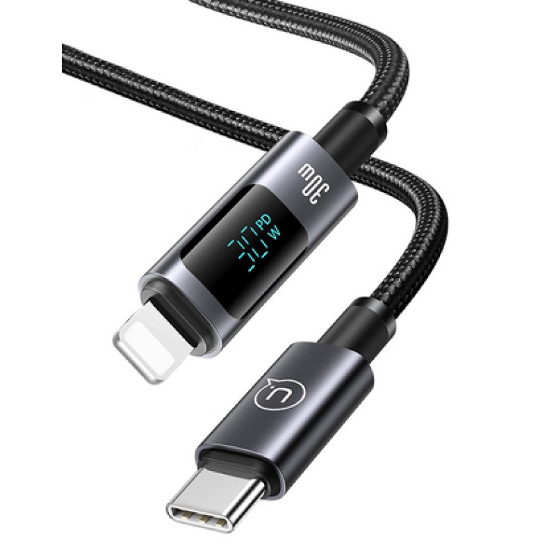 USAMS USAMS καλώδιο Lightning σε USB-C US-SJ672, 30W, 480Mbps, 1.2m, μαύρο