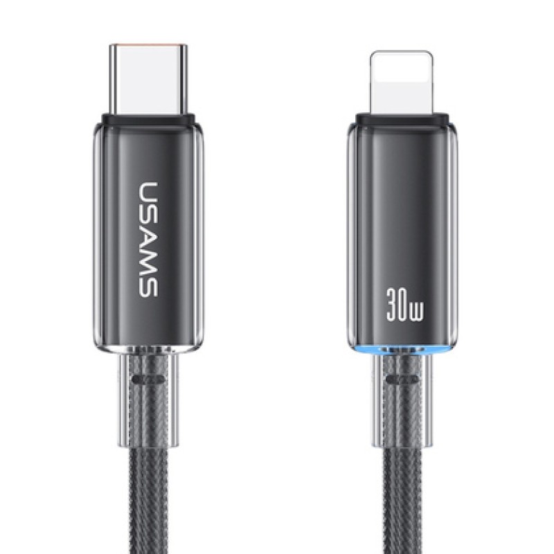 USAMS USAMS καλώδιο Lightning σε USB-C US-SJ659, 30W, 480Mbps, 1.2m, μαύρο