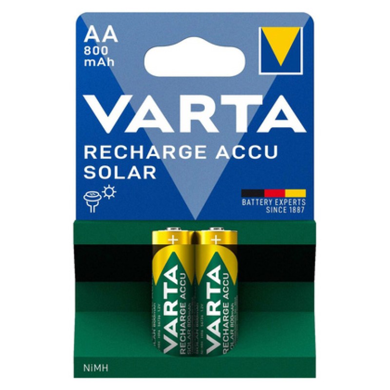 Varta VARTA επαναφορτιζόμενες μπαταρίες λιθίου Solar, AA, 800mAh, 1.2V, 2τμχ