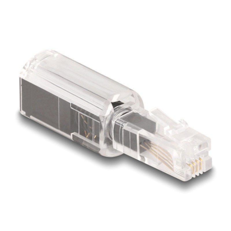DELOCK DELOCK βύσμα τηλεφώνου RJ10 88168, 360° περιστρεφόμενο, διάφανο-μαύρο