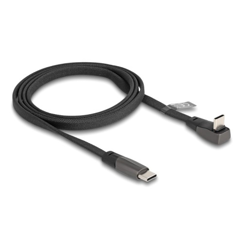 DELOCK DELOCK καλώδιο USB-C 80751, 60W, flat, γωνιακό, 480 Mbps, 1m, μαύρο