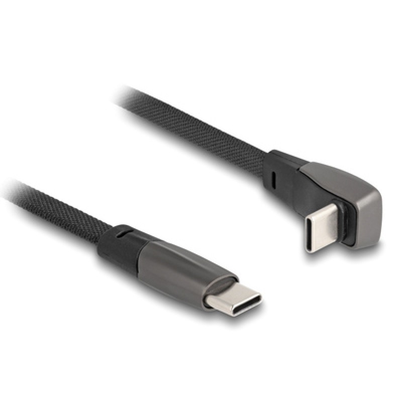 DELOCK DELOCK καλώδιο USB-C 80751, 60W, flat, γωνιακό, 480 Mbps, 1m, μαύρο