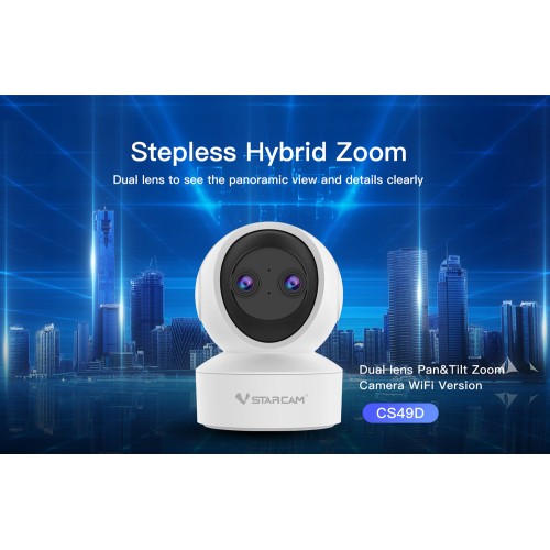 VSTARCAM VSTARCAM smart κάμερα CS49D, 3MP, dual lens, WiFi, PTZ, SD