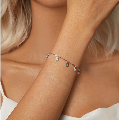 BAMOER BAMOER βραχιόλι BSB168 με διάφανα κρύσταλλα, ασήμι 925, ασημί/βεραμάν