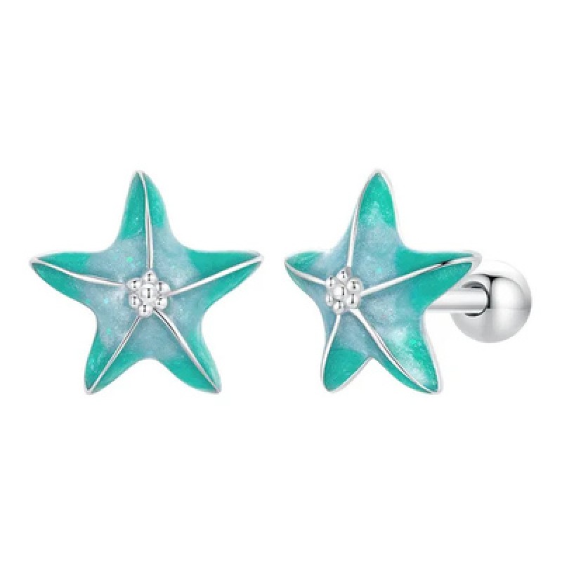 BAMOER BAMOER σκουλαρίκια καρφωτά SCE1747 σε σχήμα κοχύλι, ασήμι 925, βεραμάν